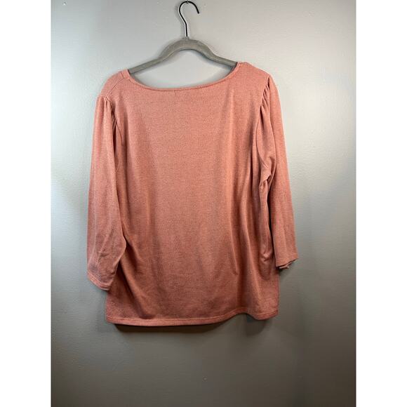 Adrienne Vittadini Womens Pink Studded Sweater Size 1X - Picture 6 of 6